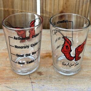 Set of 2 Pass a Good Time Crawfish Cajun Shot Glasses 5oz